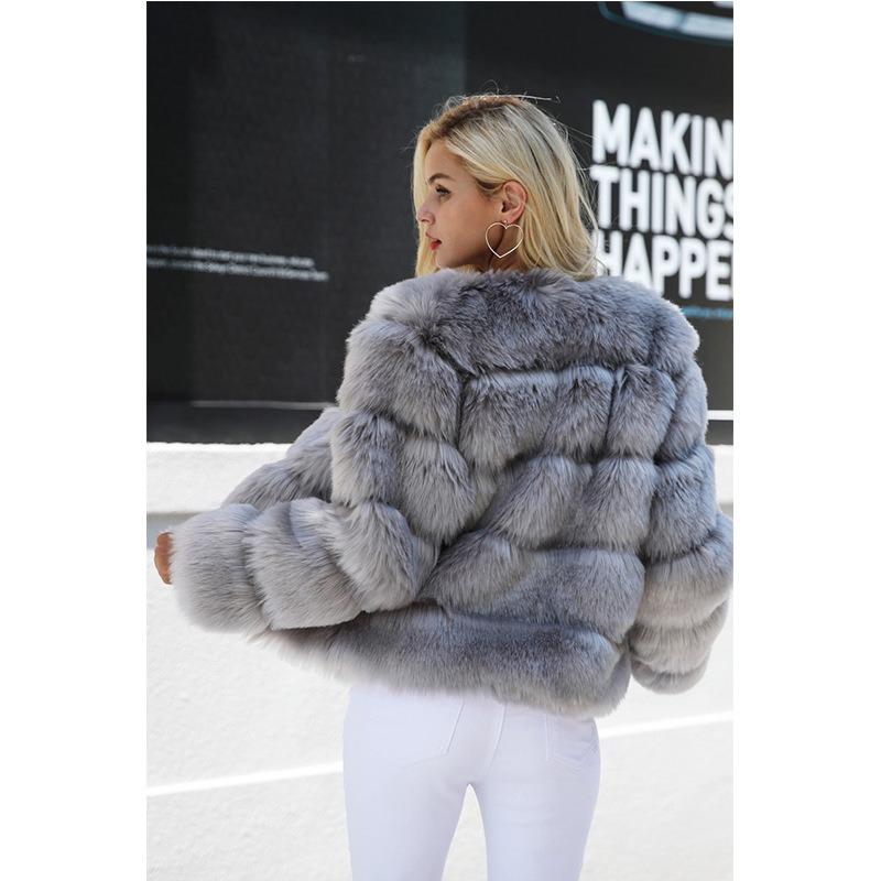 New Fashion Fox Hair Imitation Coat Women's Thermal Slim Coat