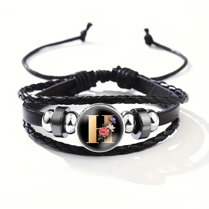 26 Letters A-Z Handmade Leather Bracelet Woven Multi-layer Punk Id Name Friendship Couple Bracelet