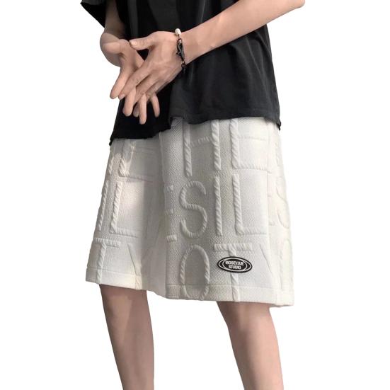 

Мужские шорты с эластичной резинкой на талии, широкие короткие брюки, однотонные повседневные спортивные штаны с буквенным принтом M белый