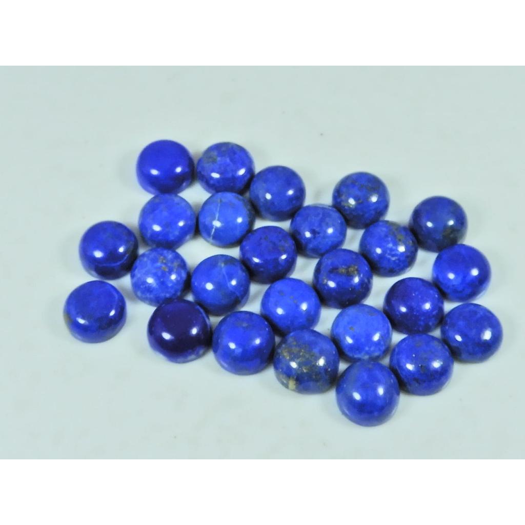 8X8 MM Doğal Lapis Lazuli Yuvarlak Kabaşon Serbest Değerli Taş 25 Adet Lot 67 Karat. C-3763