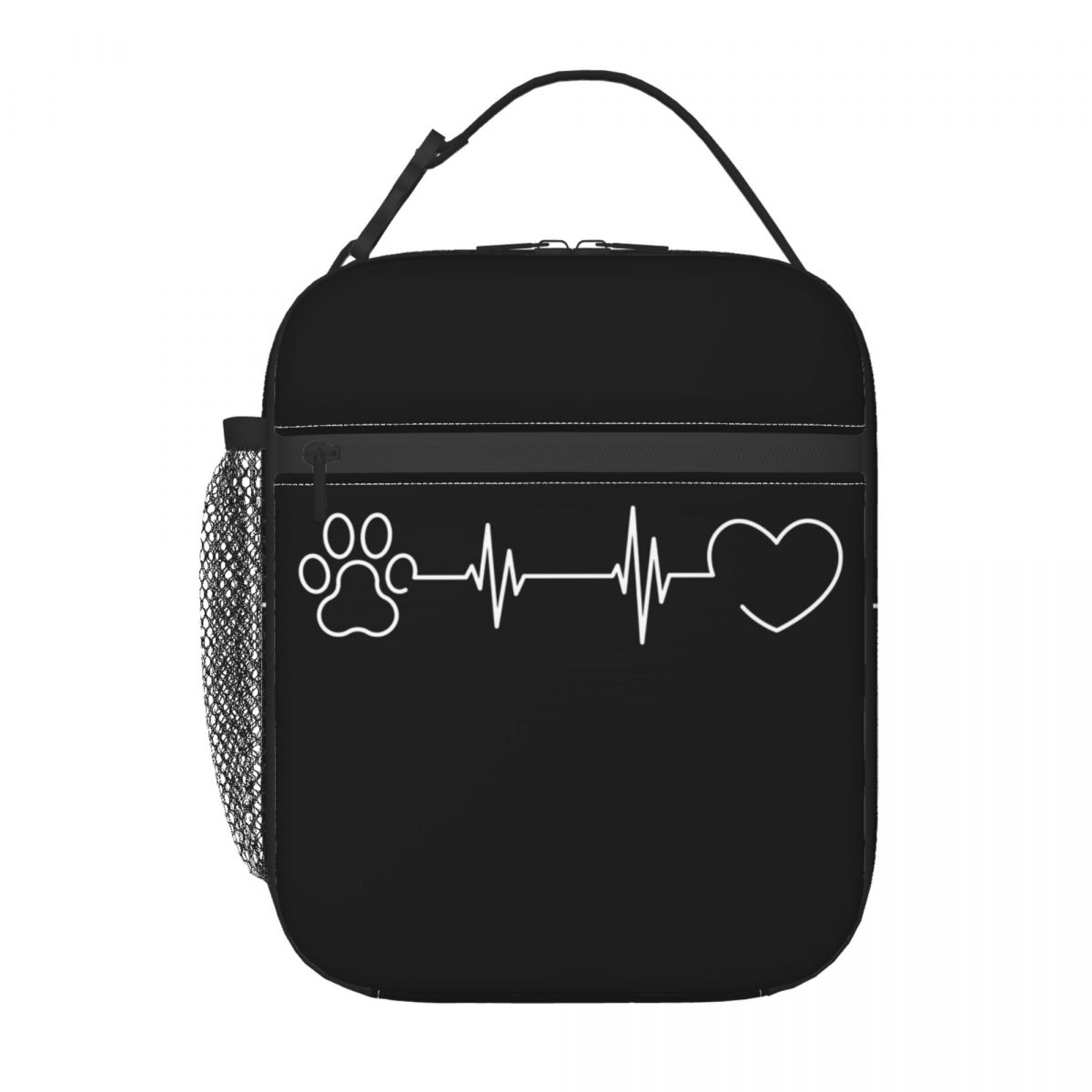

Dog Paw And Heart ECG Heartbeat Insulated Lunch Bag for Women Children Portable Food Boxes Thermal Lunch Box Tote One Size