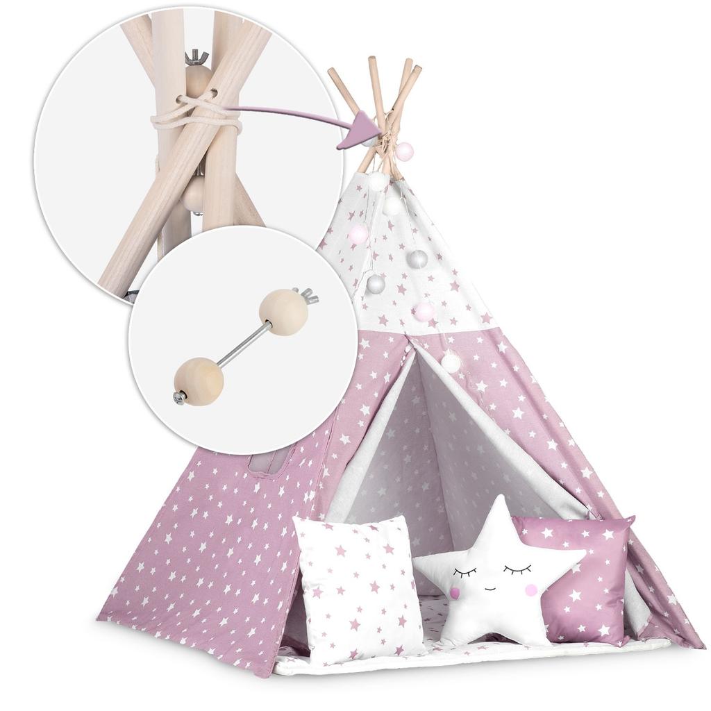 Tenda Tipi Nukido per Bambini con Luci - Rosa con Stelle