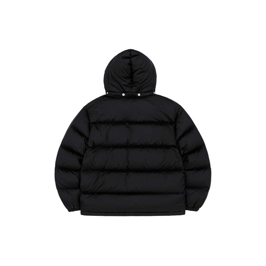 Lee Logo Pattern Zipper Duck Down Warm Hooded Down Jacket Unisex outerwear Black LE2304DP04BK