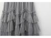 2024 Autumn/Winter Ruffle Mesh Layered A-line Fairy Dress for Women