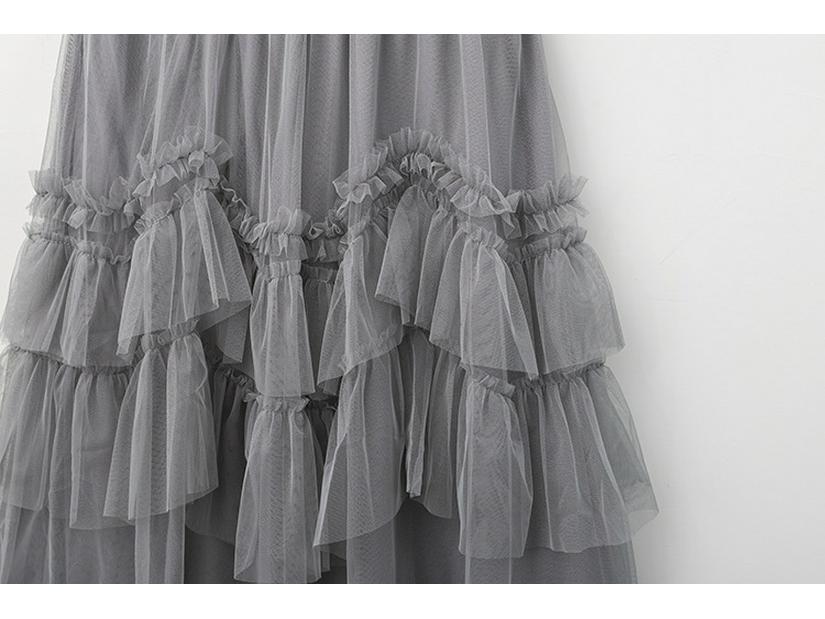 Vestido de Fada A-line em Camadas de Tule com Babados Outono/Inverno 2024 para Mulheres