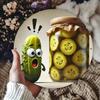 Whimsical Pickle Jar Metal Sign Farmhouse Round Wall Decor Winter Printed Art Durable Indoor Outdoor Home Accent