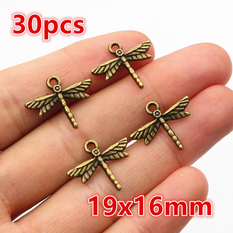 

19x16mm 30pcs Antique Silver Plated Bronze Plated Dragonfly Handmade Charms Pendant:DIY for bracelet necklace бронзовый