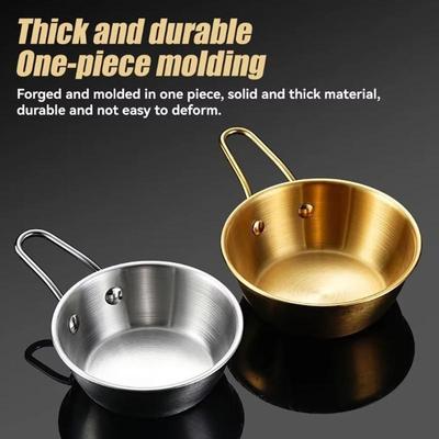 Stainless Steel Bowl with Handle Small Bowl Round Barbecue Seasoning Bowl LS