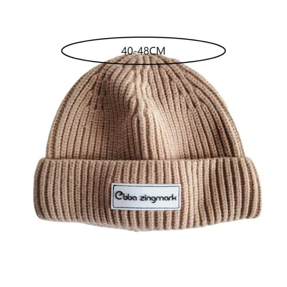 New Letter Label Baby Beanie Cap Warm Solid Color Toddler Knitted Hat Windproof Winter Cap Autumn Winter