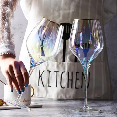High End Gradient Rainbow Wine Glasses, Crystal Champagne Whiskey Cocktail Glass, High Footed Glasses, Bar Wine Accessories Gift