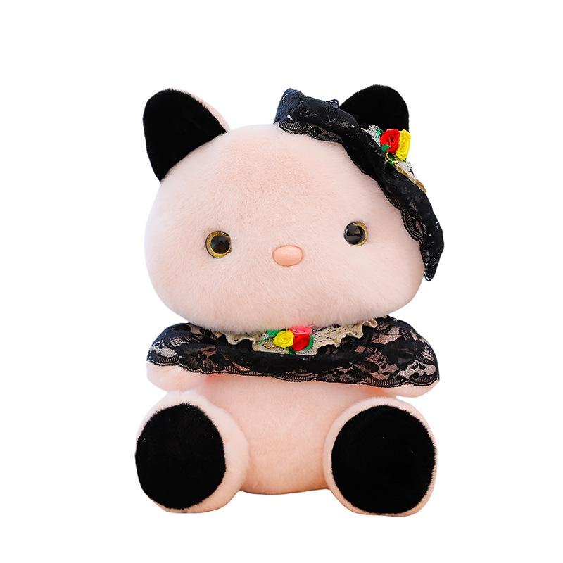 Big-eyed Cat Plush Toy Cute Black and White Lace Kt Cat Doll Doll Machine Gift Exchange