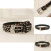 Fashion Leopard Print Pattern Rhinestone Metal Buckle Decoration Women Wide Belt For Streetwear Fashion