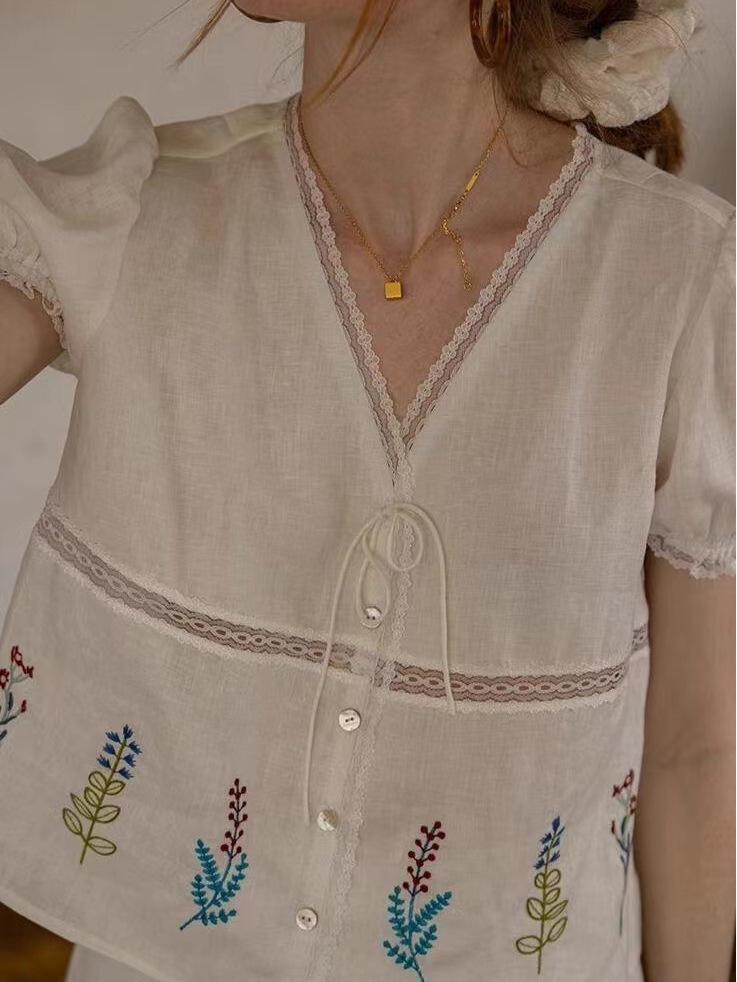 Элегантный французский кружевной комплект из двух предметов: Летний комплект: блузка и юбка для женщин, 2026 M