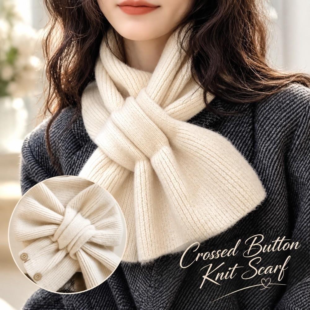 Adjustable Fit Short Knit Neckerchief Thickened Korean Style Neckwarmer Solid Color Scarf  Students