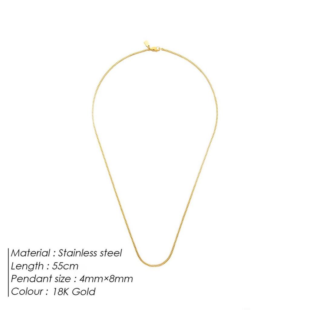Stainless Steel Box Chain Necklace: Trendy Clavicle Jewelry with Luxurious Style and Versatile Appeal