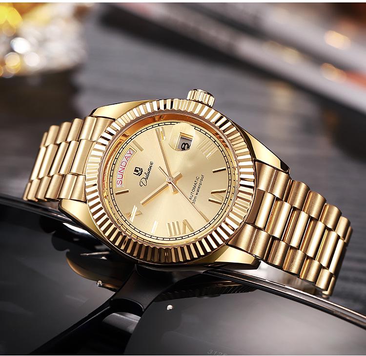 Durlanway Ceas Nou Automat pentru Bărbați din Oțel cu Calendar Dublu – La Modă, Rezistent la Apă, Stil Business