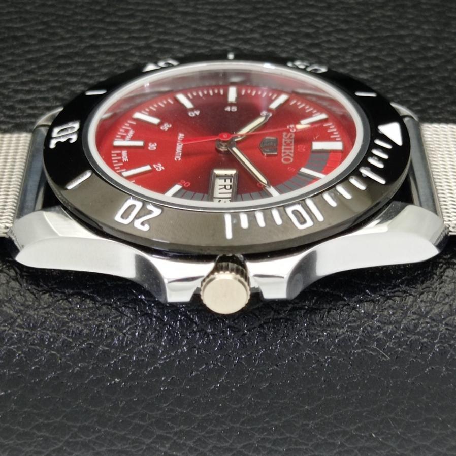MĘSKI ODNOWIONY SEIKO 5 JAPAN 6309A AUTOMATYCZNY CZERWONY ZEGAREK NA RĘKĘ a426508-2