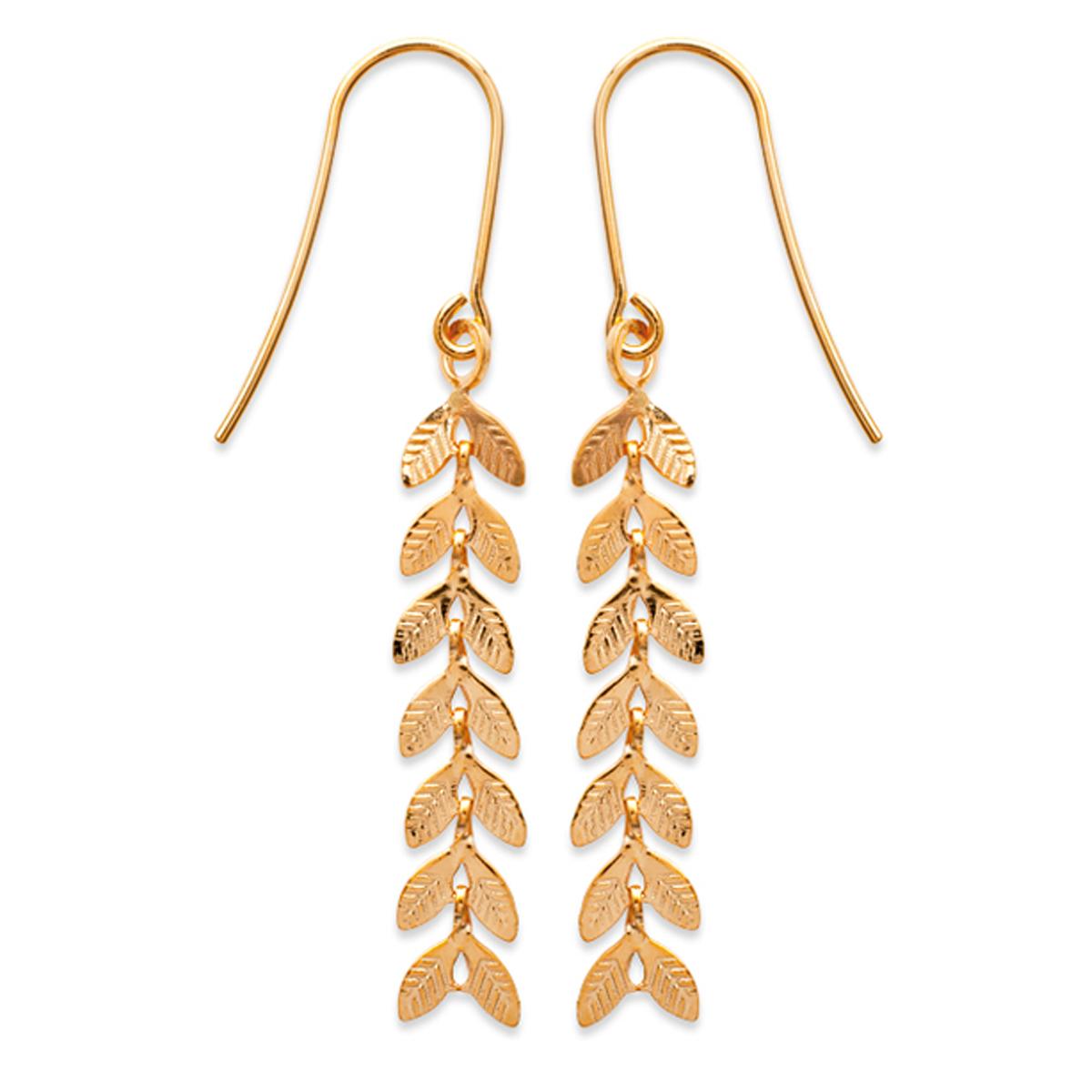 

Les Trésors De Lily [P0719] - Позолоченные серьги Пшеничный колос - 35x6 мм