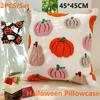 2 Stück Bestickter Kissenbezug 45x45cm Geist Kürbis Wurfkissenbezüge Halloween Deko Wurfkissenbezüge für Sofa Bett Couch