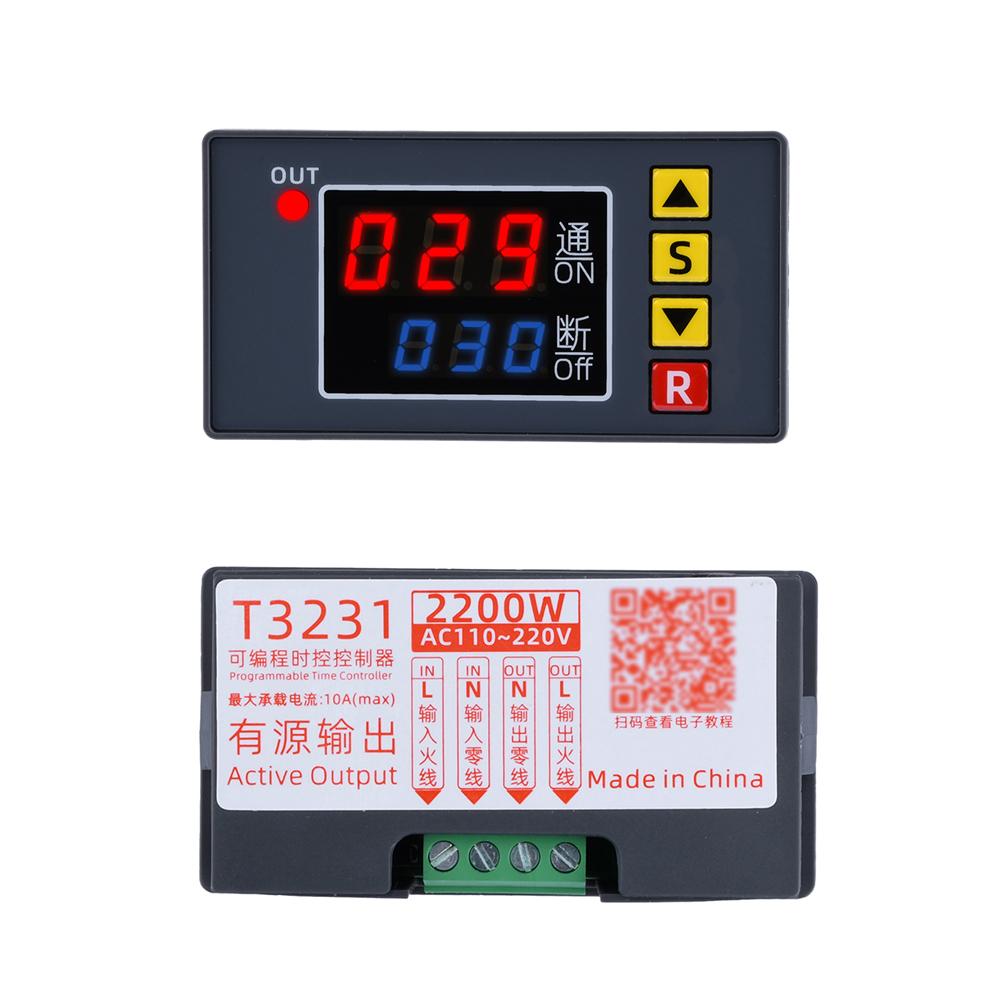 

T3231 AC 110V 220V DC 12V Цифровий реле часу зі світлодіодним дисплеєм Циклічний таймер Керуючий перемикач Регульований час Реле часу AC 110-220V 2200W