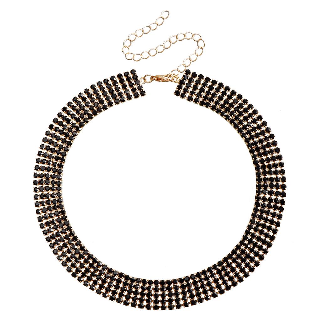 Accessories, Temperament Multi-Row Claw Diamond Chain Necklace, Women'S Banquet Accessories, Wind Black Full Diamond Necklace