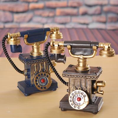 Vintage Telephone Model Piggy Bank Old Style Telephone Resin Sculpture European Home Decoration Desktop Ornaments Accessories
