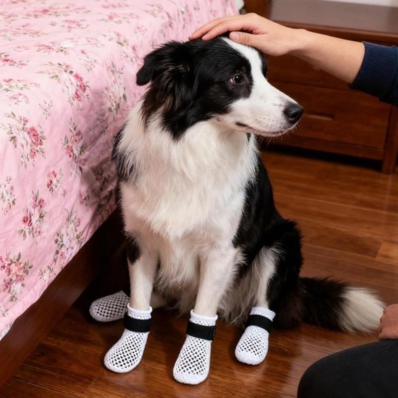 2 Pair Dog Socks Protective Thick Grip Dogs Feet Cover Socks with Adjustable Sticker for Outdoor Prevents Sliding