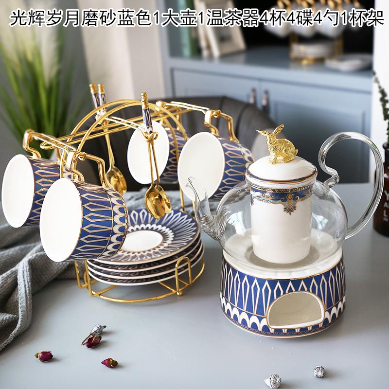 Ceramic Afternoon Tea Flower And Fruit Teacup Tea Set Household Flower Teapot Set Fruit Glass Pot With Filter Candle Heating