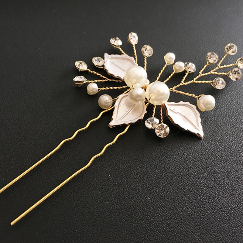 Women Gold Rhinestone Pearl Hair Comb Hair Clip Bridal Wedding Hair Accessories