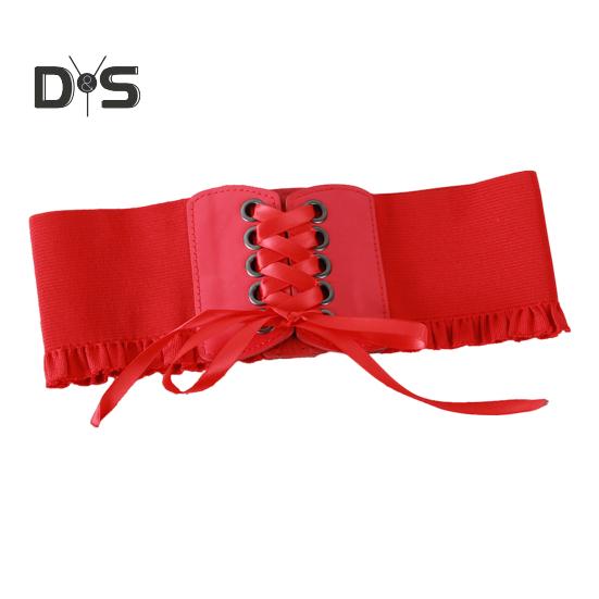 

Корсетный пояс для женщин, завязывающийся на шнуровке, широкий эластичный пояс Waspie для платьев, аксессуар для костюма пирата на Хэллоуин красный