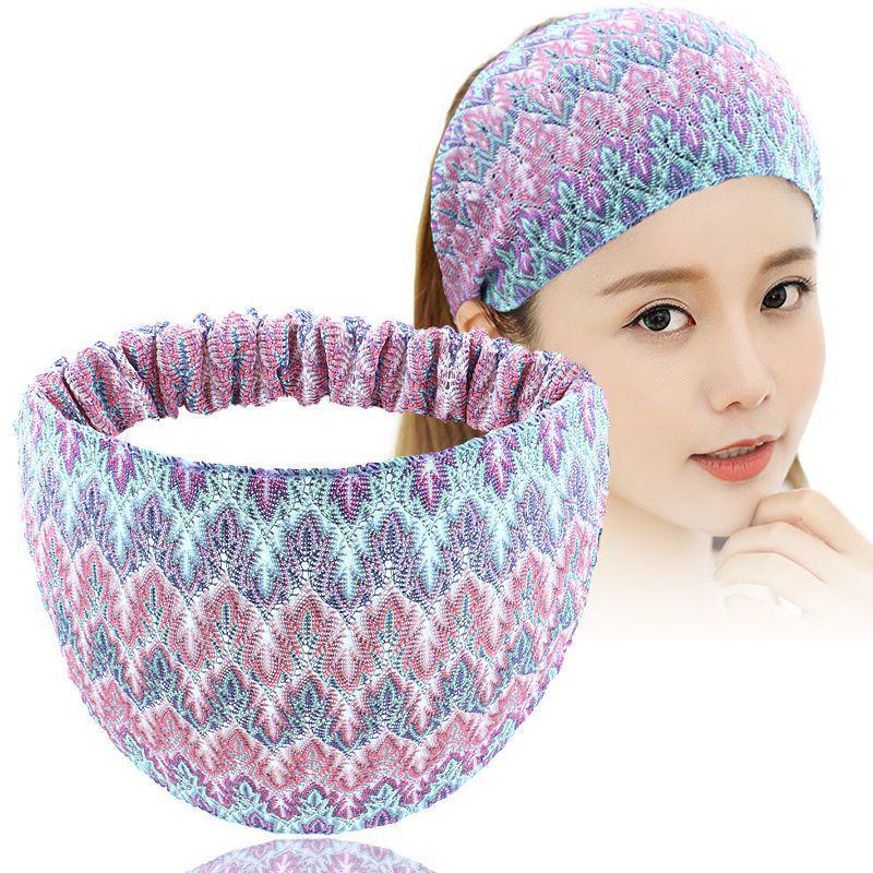 Punkte breiter Rand Stirnband: Atmungsaktives weißes Kopftuch-Set für Yoga, Laufen & Sport - Elastische Haarspange für Frauen