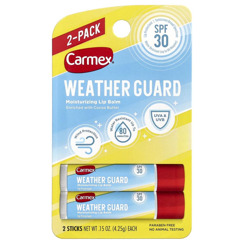 Carmex, Weather Guard, Moisturizing Lip Balm, SPF 30, 2 Pack, 4.25g (0.15oz) Each