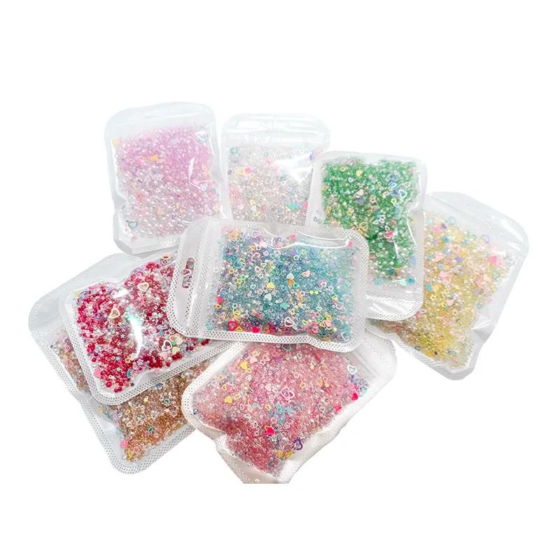 50g/Beutel Gemischte Harz Glitzernde Lochlose Perlen 2mm-7mm Strasssteine Schillernde Perlmuttfarbene Creme Imitation Blase Bastelzubehör