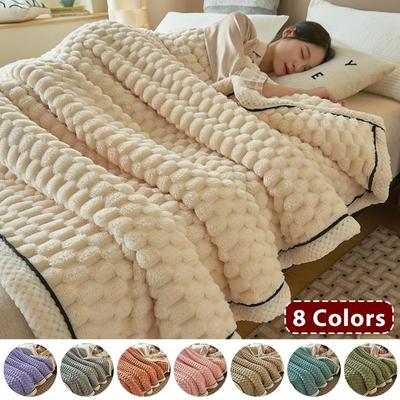Autumn Winter Warm Sleeping Blanket Soft Comfortable Flannel Fleece Blankets for Bed Cozy Fluffy Warmth Blanket