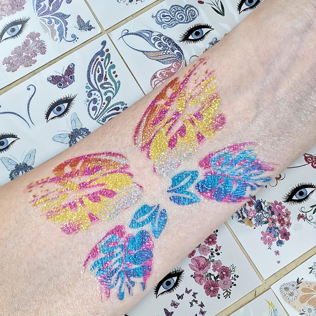 Sparkling Butterfly Mermaid Temporary Face Tattoos Fairy Makeup for Princess Parties Halloween and Stage Performances