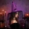 Dark Theme Stage Performance Hat Halloween Witch Hat, with Lace Mesh And Simulated Spiders, Gothic Costume Accessories for Carnival Nights Style