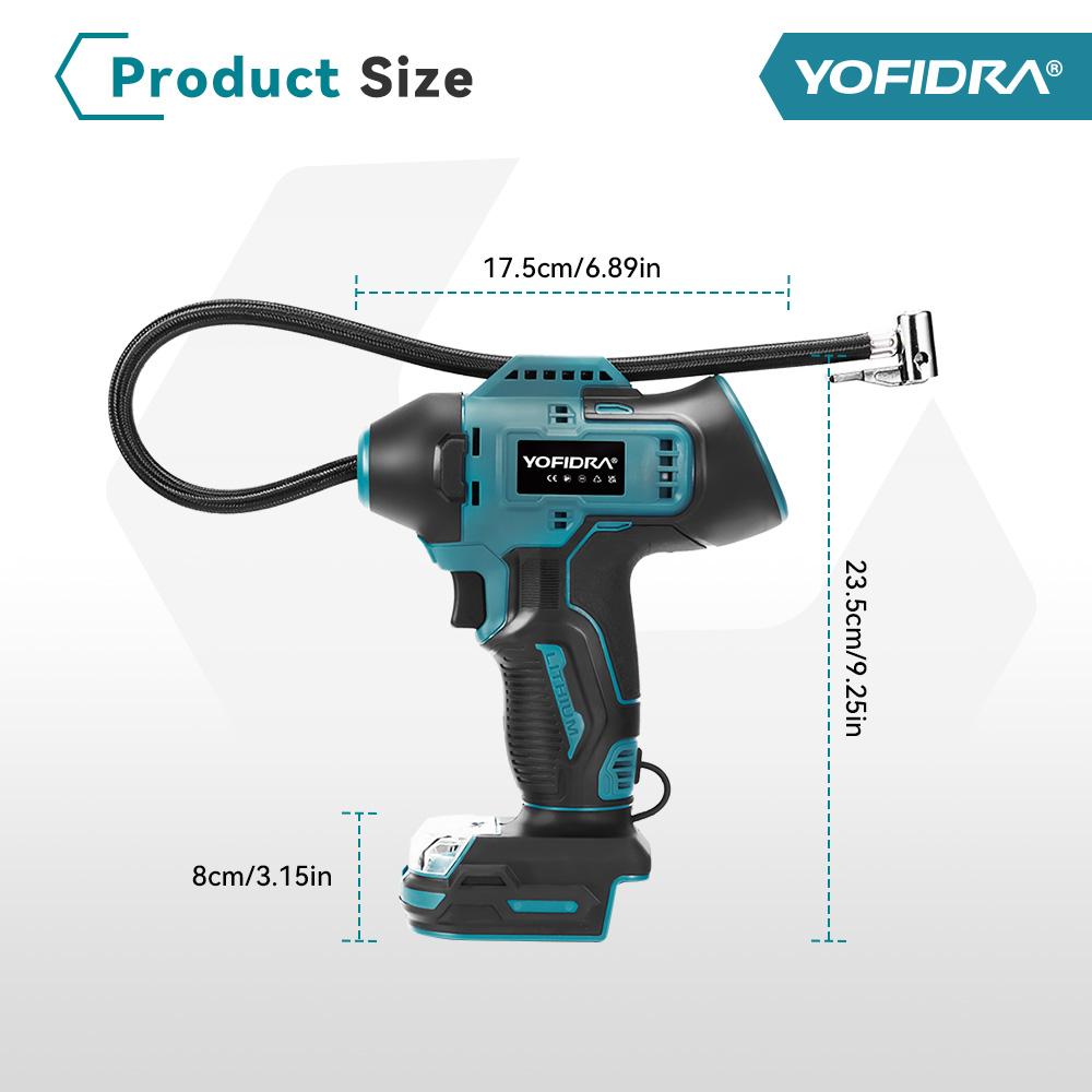 Yofidra 1100kpa Electric Air Pump Cordless Inflatable Pump With Digital Display Portable Car  Pneumatic Tool For Makita 18V Battery