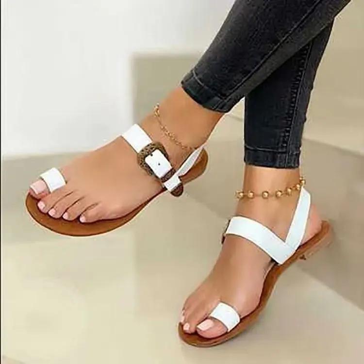fashion Slippers Women's Flip Flops Clip Toe Flat Sandals Summer T Tied Beach Casual Ladies Shoes Fashion Female PU Leather Footwear New