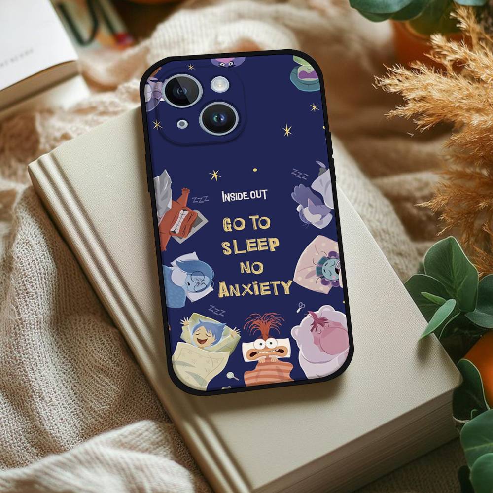 I-Inside Out 2 Family Phone Case For IPhone 1716 15 14 13 Pro Max 11 12 Mini X Xs XR Black Silicone Cover