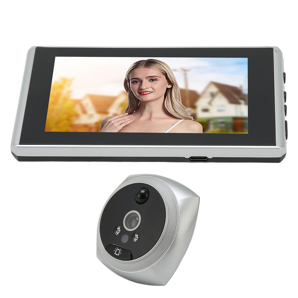 Digital Door Viewer Peephole 1080P Color Night Vision Human Body Detection 4.5 Inch Screen Smart Digital Doorbell Silver