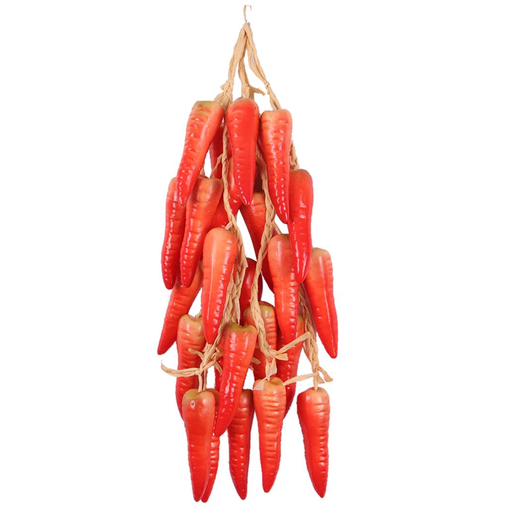 5 Pack Chaîne Piments Artificiels Réalistes - Décoration Suspendue Faux Légumes Rouge