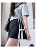 2024 Women's Gray High-Waist Loose Fit Slimming Sports Shorts - American Style, Petite, Wide-Leg, Summer Casual