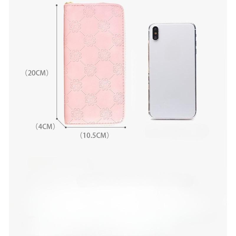 Wallet for women, long, European and American, shiny leather, double zipper handbag, large capacity, double-layer phone bag, frosted wrist wallet