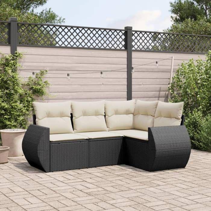 VidaXL Salon de Jardin avec Coussins 4 pcs, Sièges de Patio, Ensemble de Meubles, Mobilier de Terrasse Arrière-cour 3221305