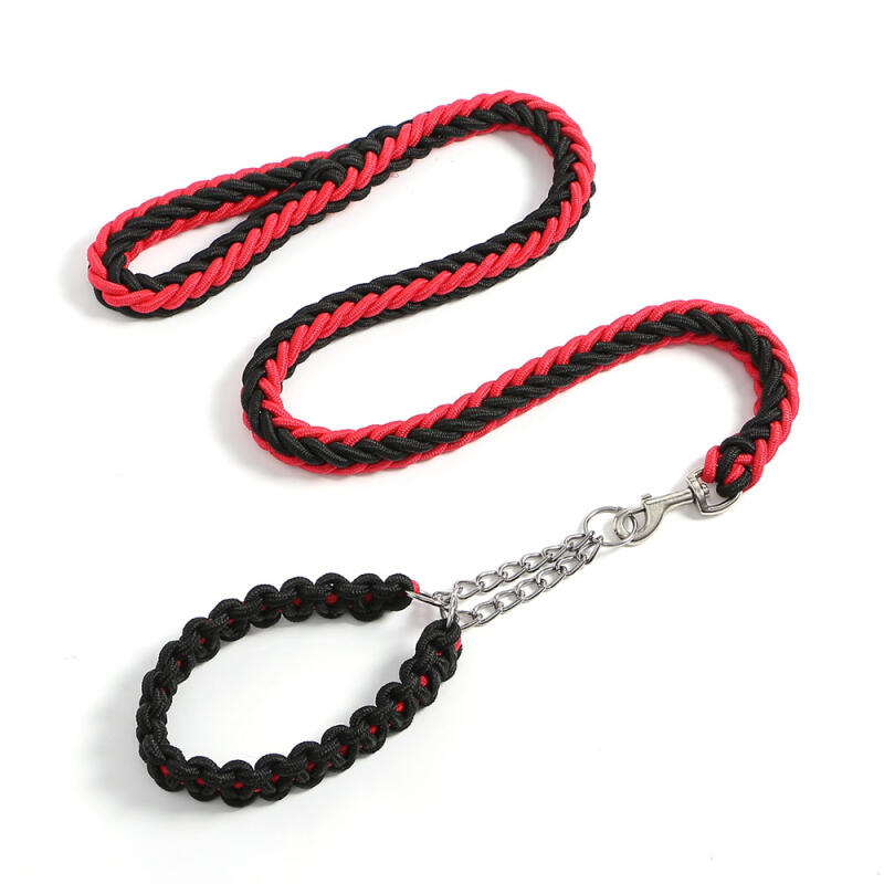 Twist Rope Large Dog Leash + Lead (Red + Black)