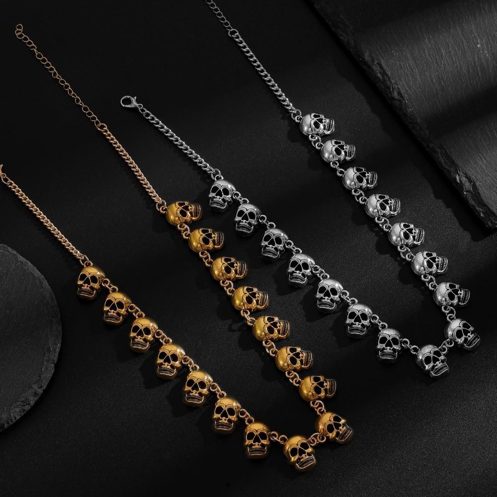 Punk-Stil Schlüsselbein-Kette Gotisches Perlenarmband Persönlichkeit Totenkopf-Halskette Party