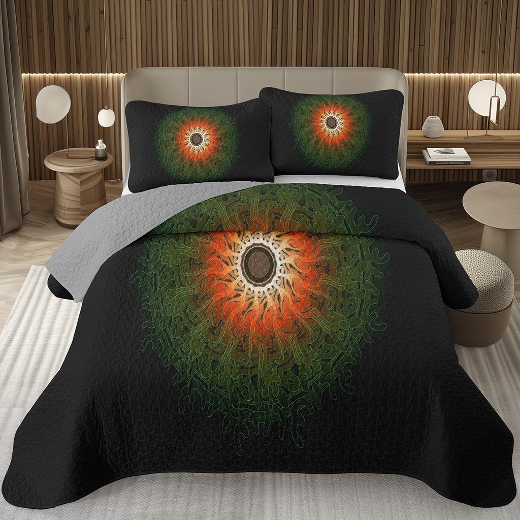 Boho Floral Bedspread Queen/Twin Luxury European Damask Paisley Pattern - Classic & Gorgeous Coverlet Reversible Grey Quilt Set