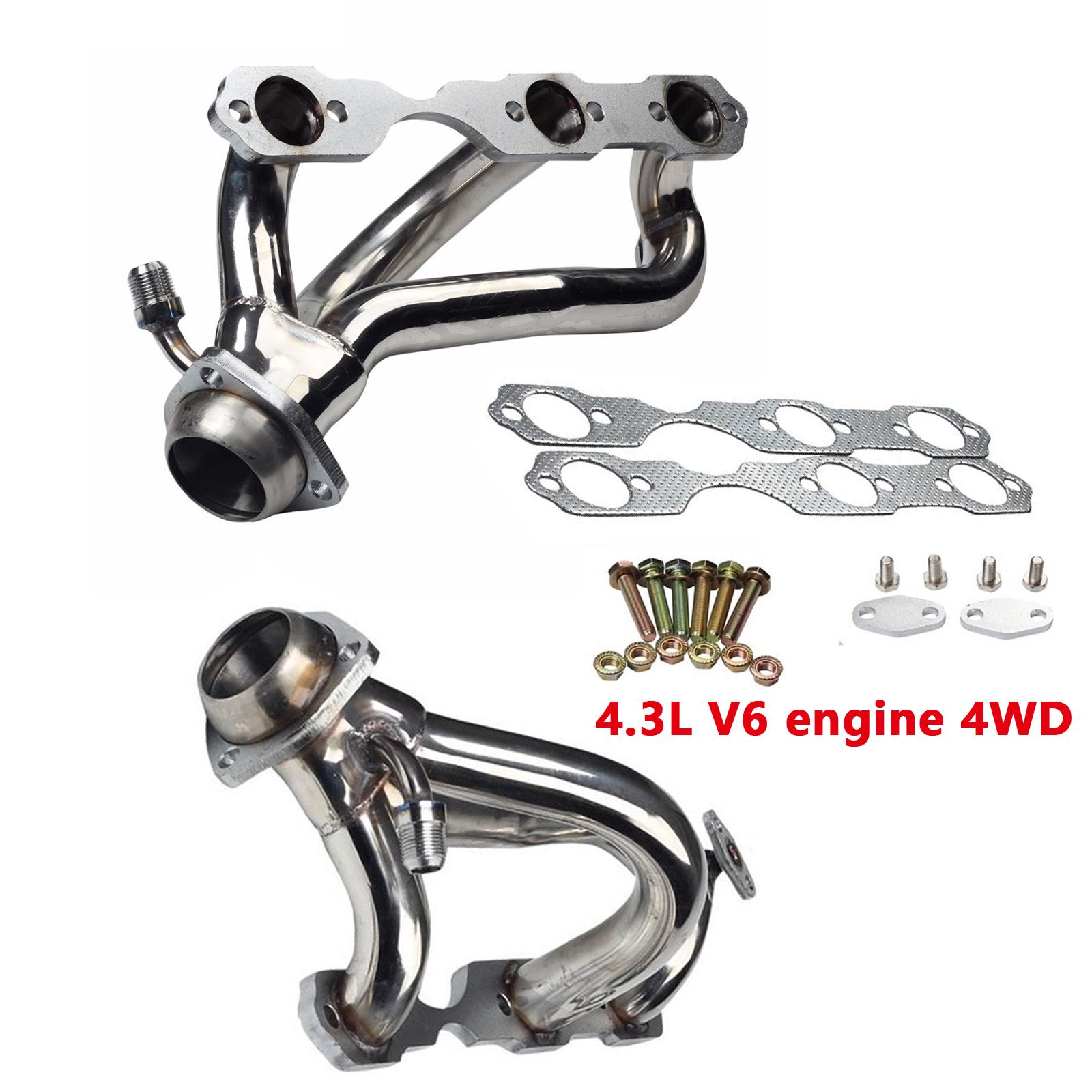 Stainless Steel Exhaust Headers Kit for 1996-2001 Chevrolet Chevy S10 Blazer GMC Sonoma Jimmy 4.3L V6 4WD polished Metallic
