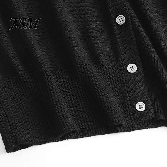 Single-breasted Women Sweater Coat Solid Color Buttons Long Sleeves Casual Autumn Cardigan Soft V Neck Jacket for Daily Wear