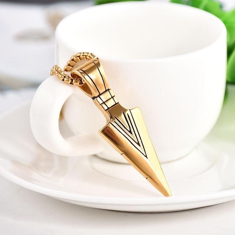 Men's Fashion Jewelry Gold Silver Arrow Head Pendant Long Chain Necklace Gift